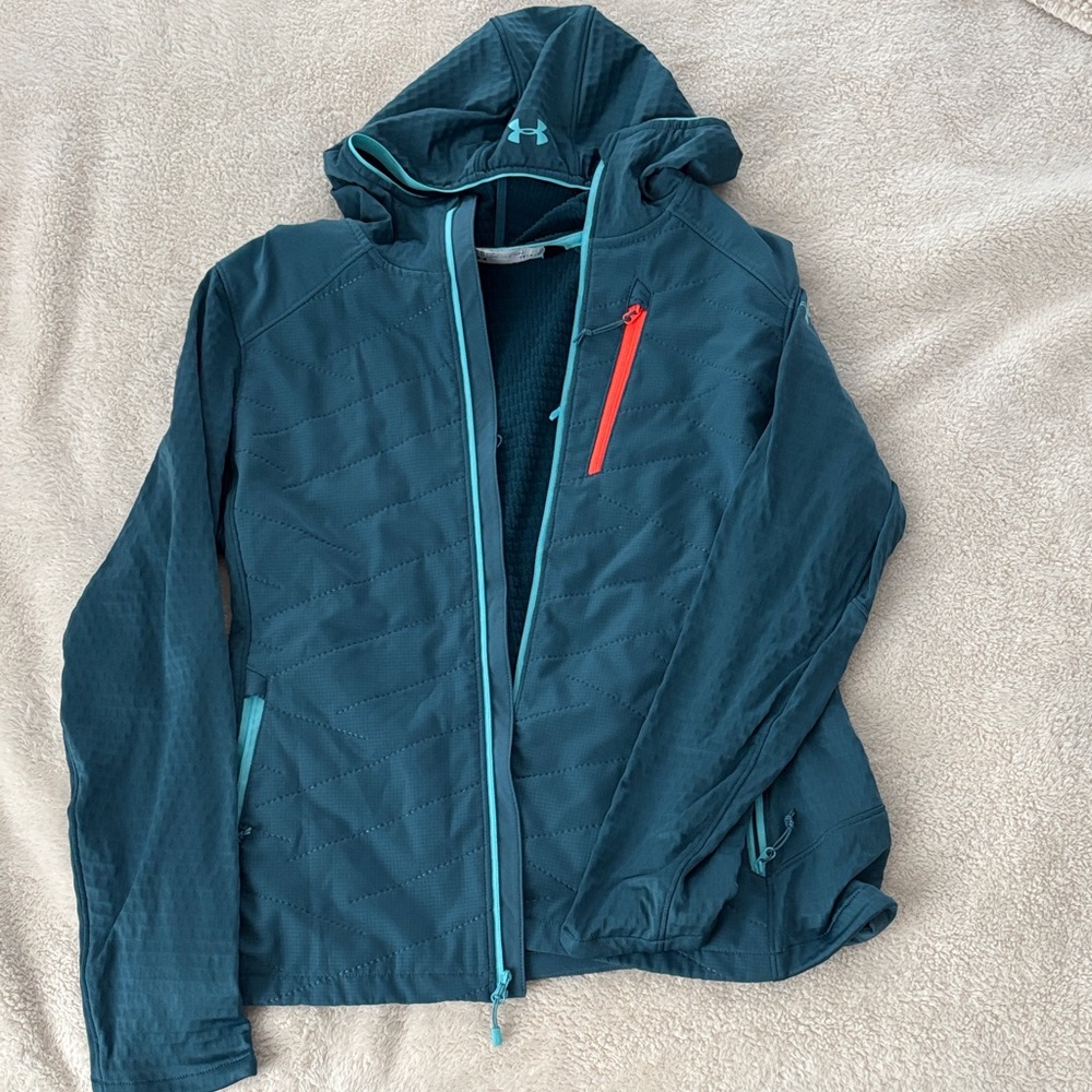 Under Armour Dark Teal Jacket with Red Zipper